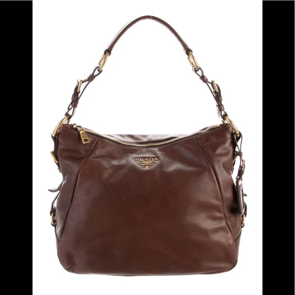 PRADA Soft Calf Leather Brown Hobo - Picture 4 of 7